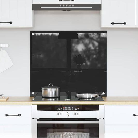 Kitchen Backsplash Black 70 x 60 cm Tempered Glass