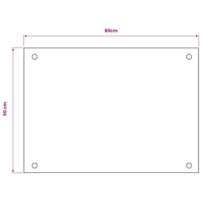 Kitchen Backsplash Black 80 x 50 cm Tempered Glass