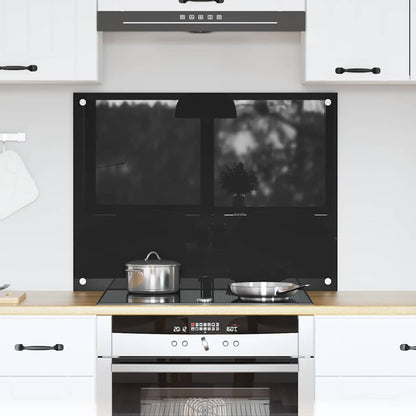 Kitchen Backsplash Black 80 x 60 cm Tempered Glass