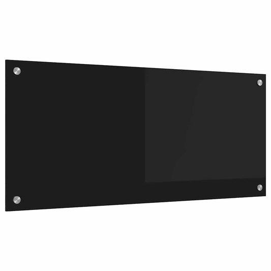 Kitchen Backsplash Black 90 x 40 cm Tempered Glass