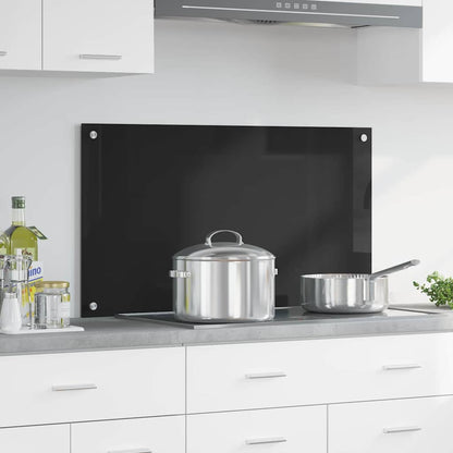 Kitchen Backsplash Black 90 x 50 cm Tempered Glass