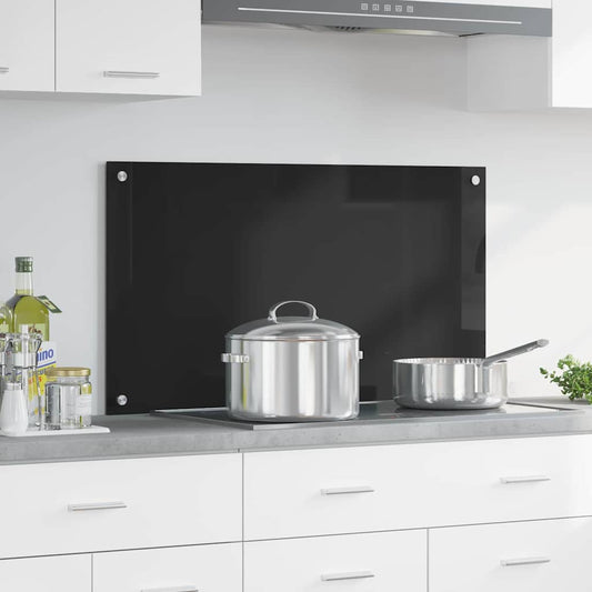 Kitchen Backsplash Black 90 x 50 cm Tempered Glass