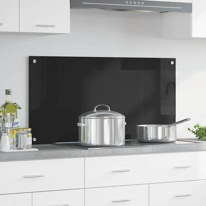 Kitchen Backsplash Black 100 x 50 cm Tempered Glass