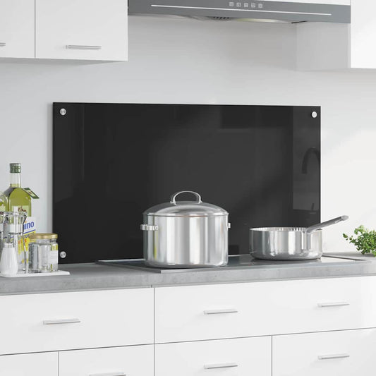 Kitchen Backsplash Black 100 x 50 cm Tempered Glass