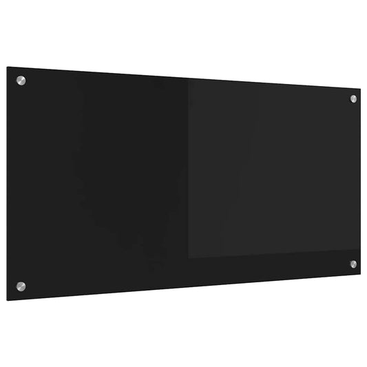 Kitchen Backsplash Black 100 x 50 cm Tempered Glass