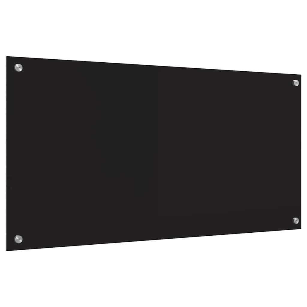 Kitchen Backsplash Black 100 x 50 cm Tempered Glass