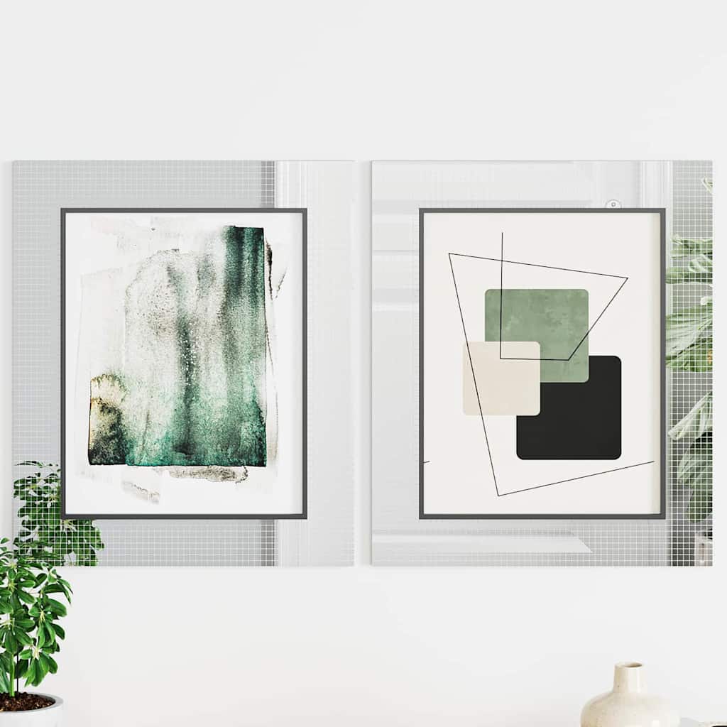 Mirror Mosaic Tile Geometric 3 pcs Silver 30 x 30 cm Glass