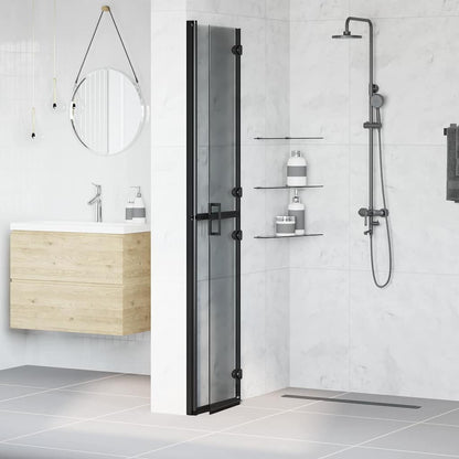 Walk-In Shower Wall Folding Black 80 x 6.5 x 190 cm