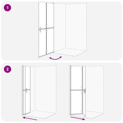 Walk-In Shower Wall Folding Black 90 x 6.5 x 190 cm