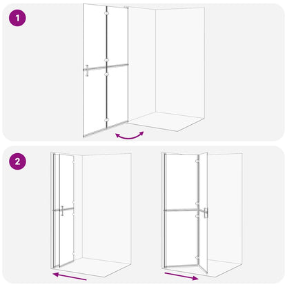Walk-In Shower Wall Folding Black 110 x 6.5 x 190 cm