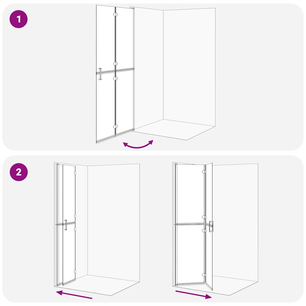 Walk-In Shower Wall Folding Gold 90 x 6.5 x 190 cm