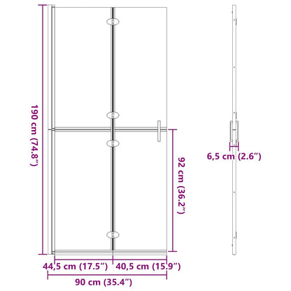 Walk-In Shower Wall Folding Gold 90 x 6.5 x 190 cm