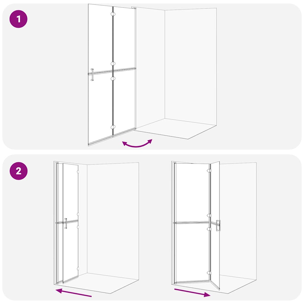 Walk-In Shower Wall Folding Gold 110 x 6.5 x 190 cm