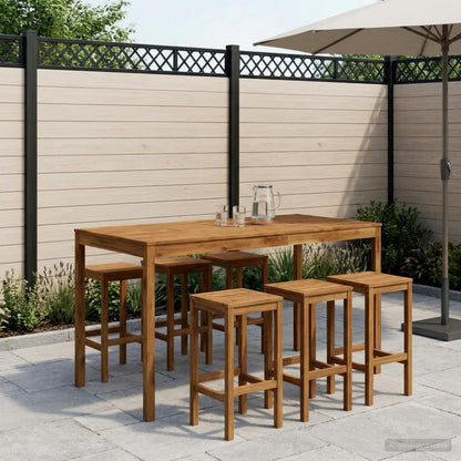 Garden Bar Table Natural 196 x 100 x 105 cm Solid Acacia Wood