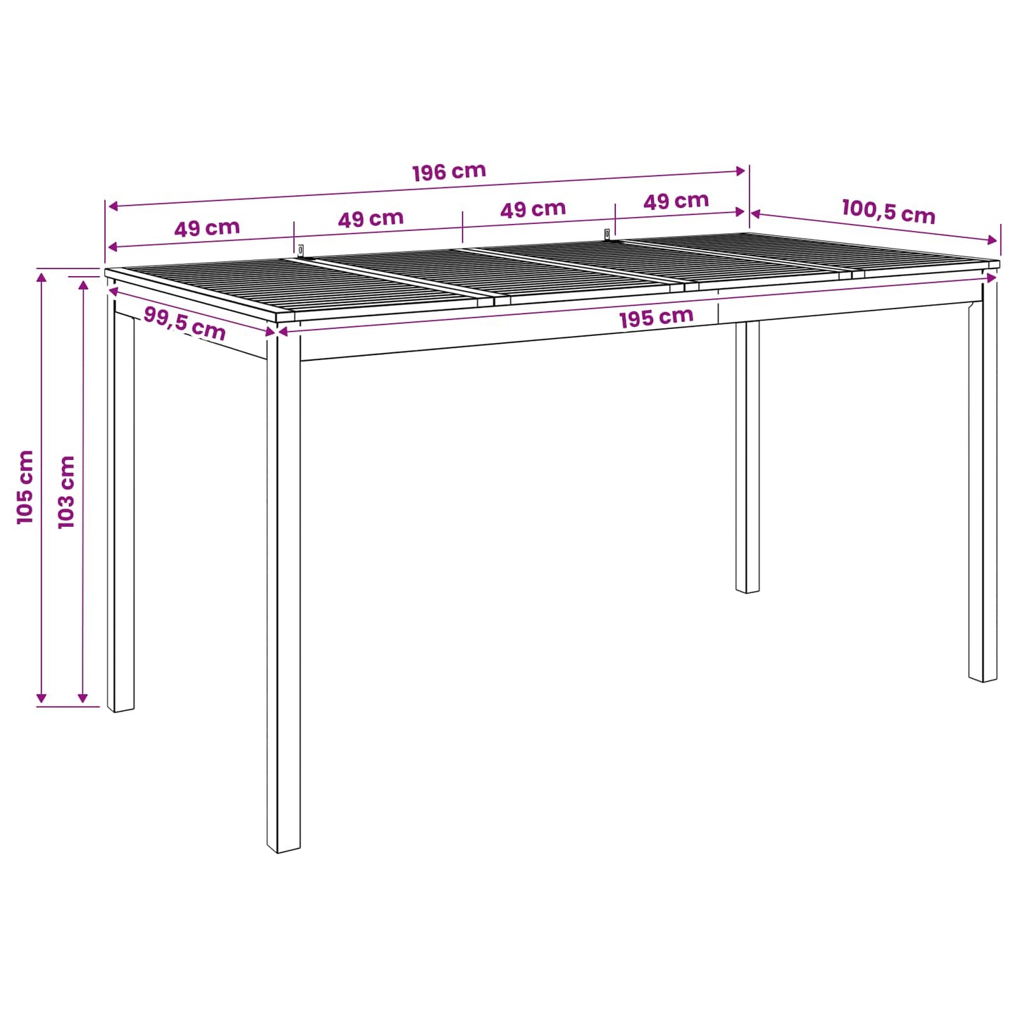 Garden Bar Table Natural 196 x 100 x 105 cm Solid Acacia Wood