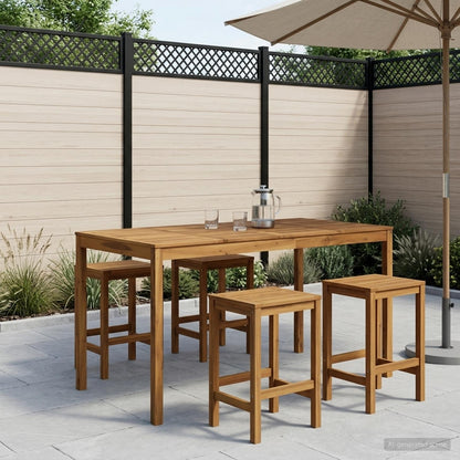 Garden Bar Table White 196 x 100 x 105 cm Solid Acacia Wood