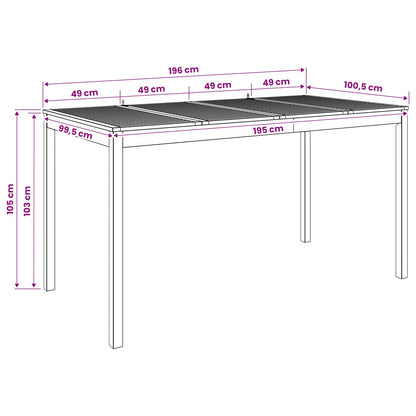 Garden Bar Table White 196 x 100 x 105 cm Solid Acacia Wood