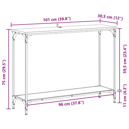 Console Table Black oak 101 x 30.5 x 75 cm Engineered wood