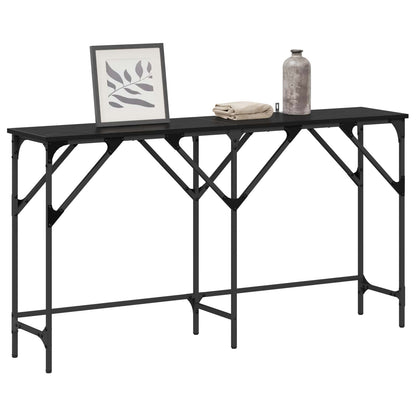 Console Table Black Oak 140 x 29 x 75 cm Engineered Wood
