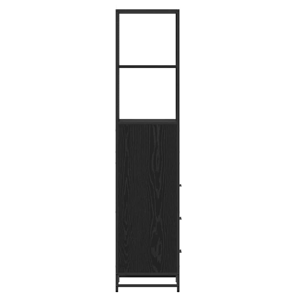 Bathroom Furniture Set with Drawer Black Oak 35 x 37.5 x 166 cm