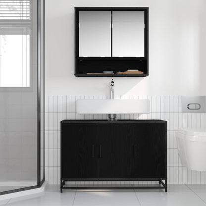 Bathroom Cabinet Black Oak 90 x 33 x 60 cm Engineered Wood