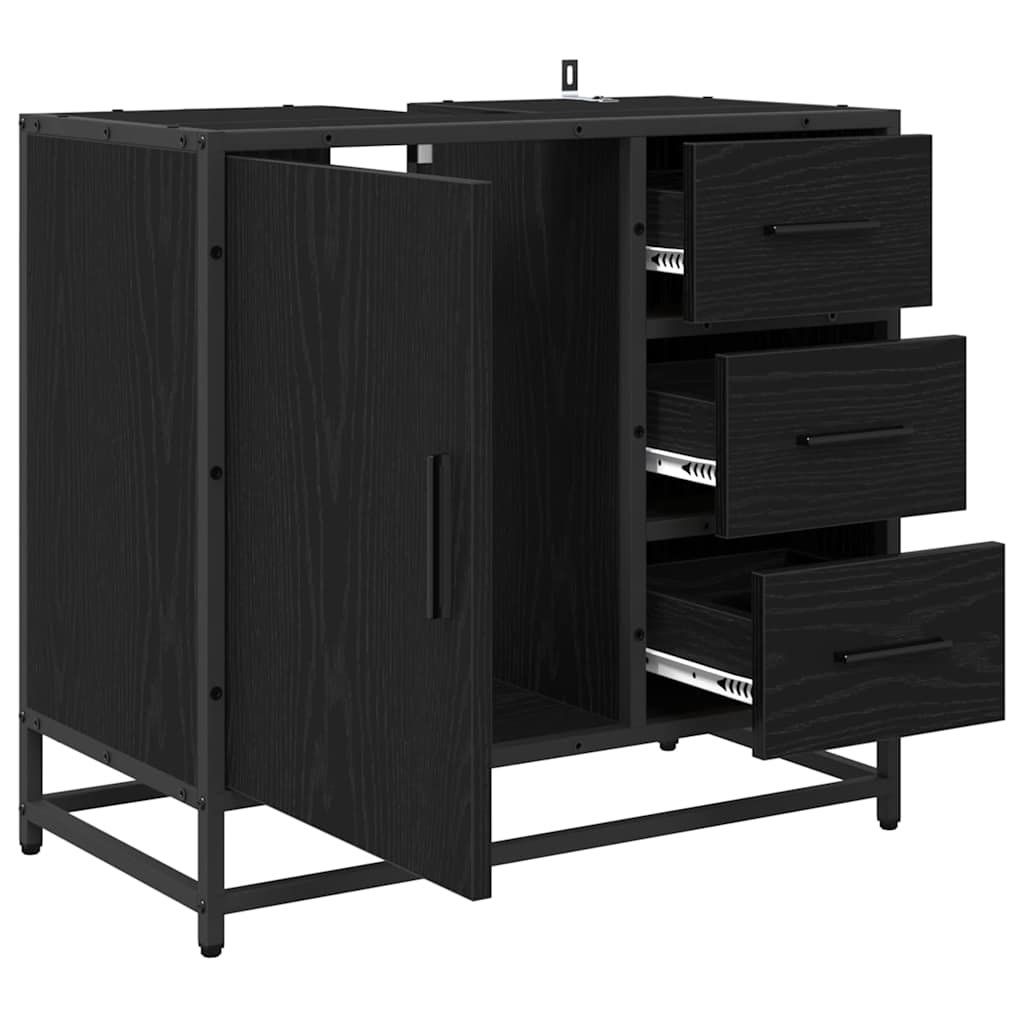 Bathroom Cabinet Black Oak 65 x 33 x 60 cm Engineered Wood