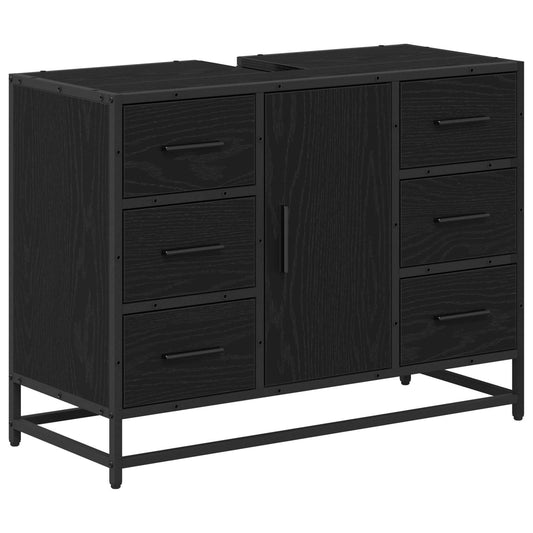 Bathroom Cabinet Black Oak 80 x 33 x 60 cm Engineered Wood