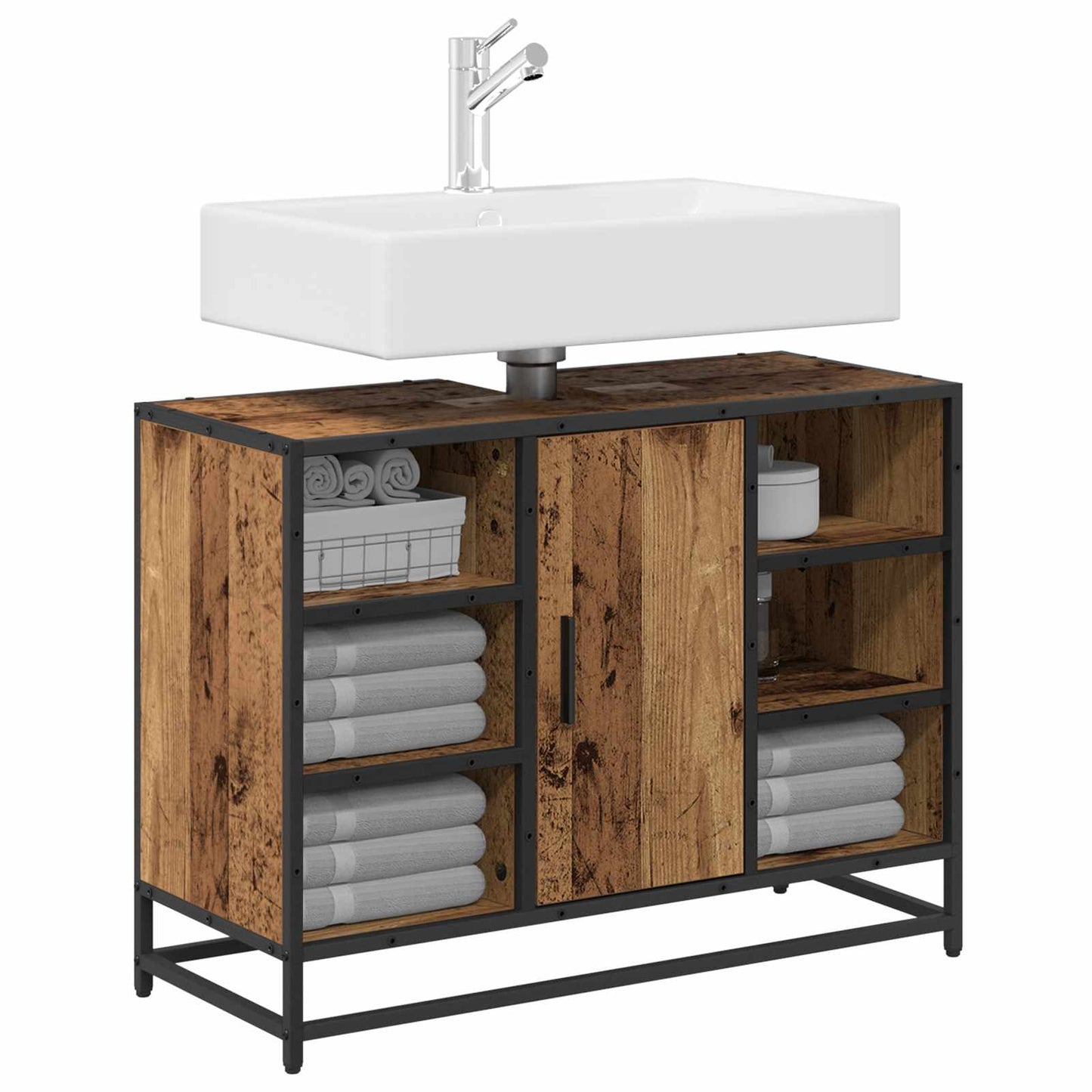 Bathroom Cabinet Old Wood 80 x 33 x 60 cm Engineered Wood