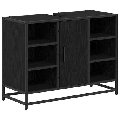 Bathroom Cabinet Black Oak 80 x 33 x 60 cm Engineered Wood