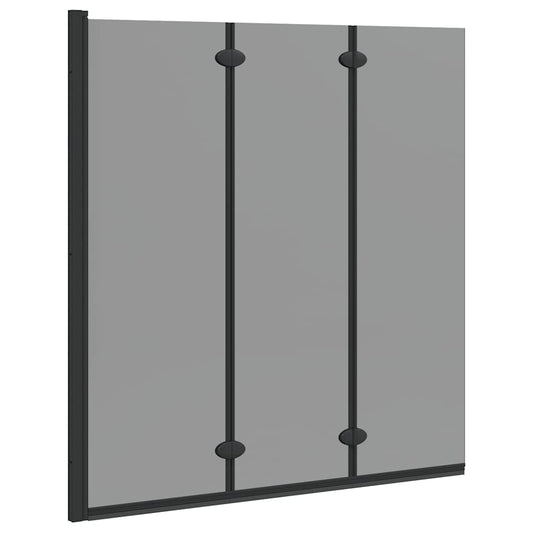 Bath Shower Screen Black 130 x 138 cm Tempered Glass