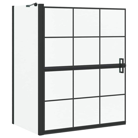 Bath Shower Screen Black and Transparent 100 x 68 x 128 cm