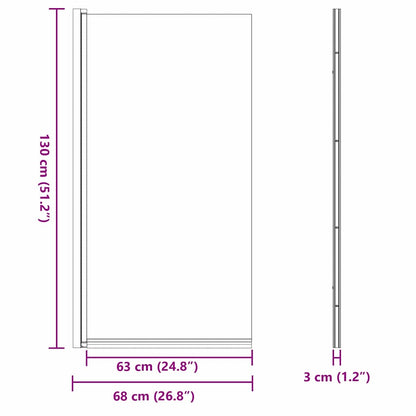 Bath Shower Screen Manual Black 68 x 130 cm Tempered Glass
