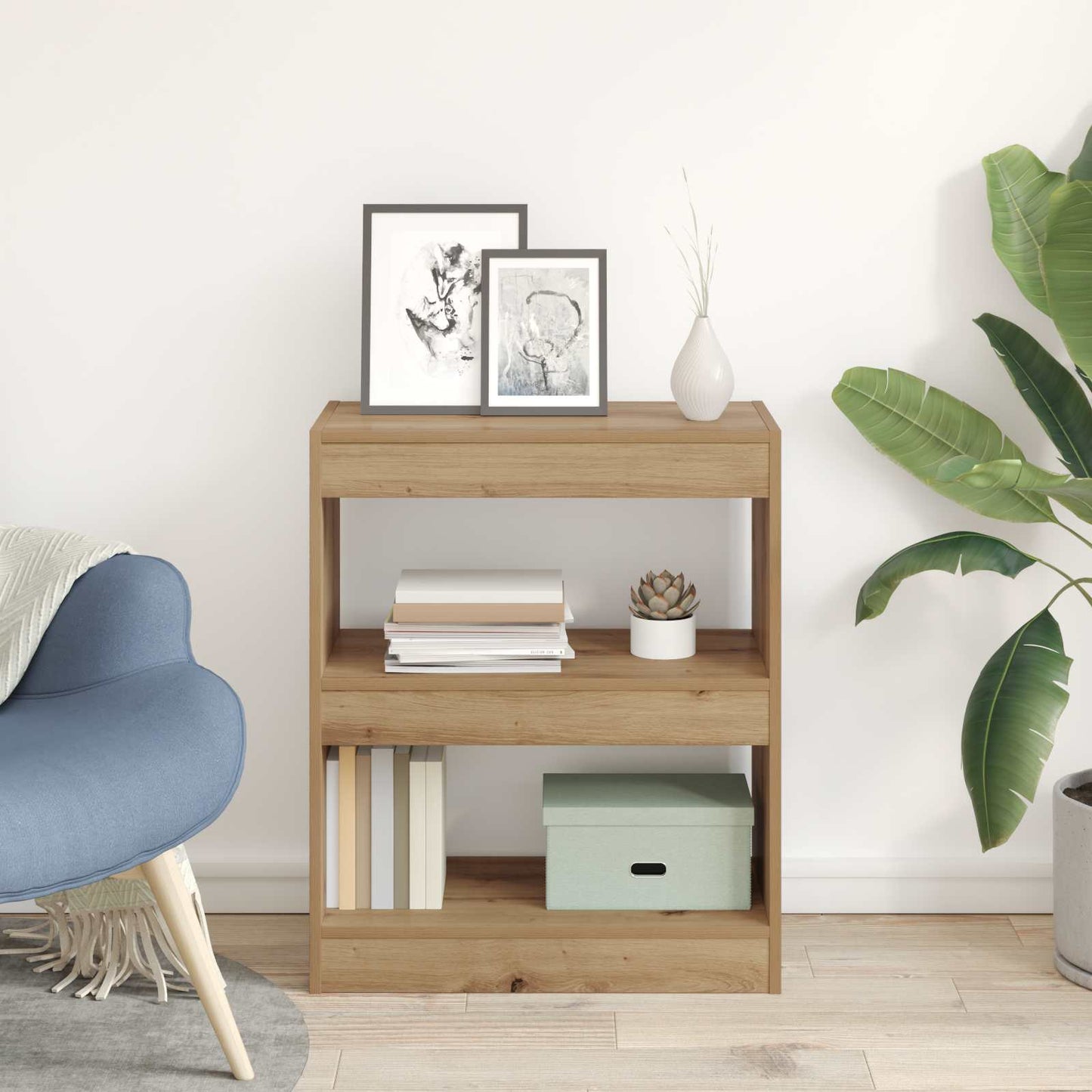 Book Cabinet 2-Tier 60 x 30 x 72 cm Engineered Wood Artisan Oak