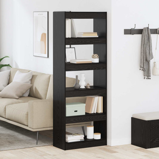 Book Cabinet 5-Tier 60 x 30 x 166 cm Engineered Wood Black oak