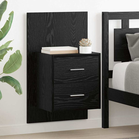 Wall-mounted Bedside Cabinet 2 pcs Black Oak