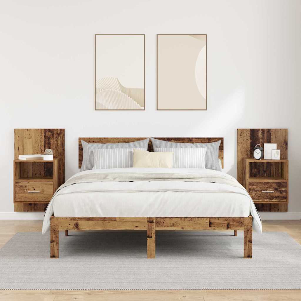 Bedside Cabinet 2 pcs Old Wood 50 x 32.5 x 80cm Engineered Wood
