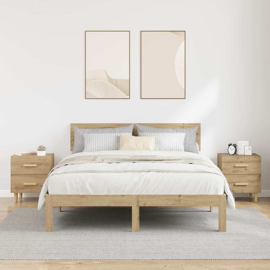 Bed Cabinet 2 pcs Artisan Oak 40 x 35 x 47.5cm Engineered Wood