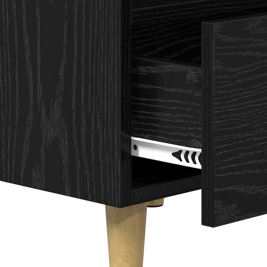 Bed Cabinet Black Oak 40 x 35 x 47.5cm Engineered Wood