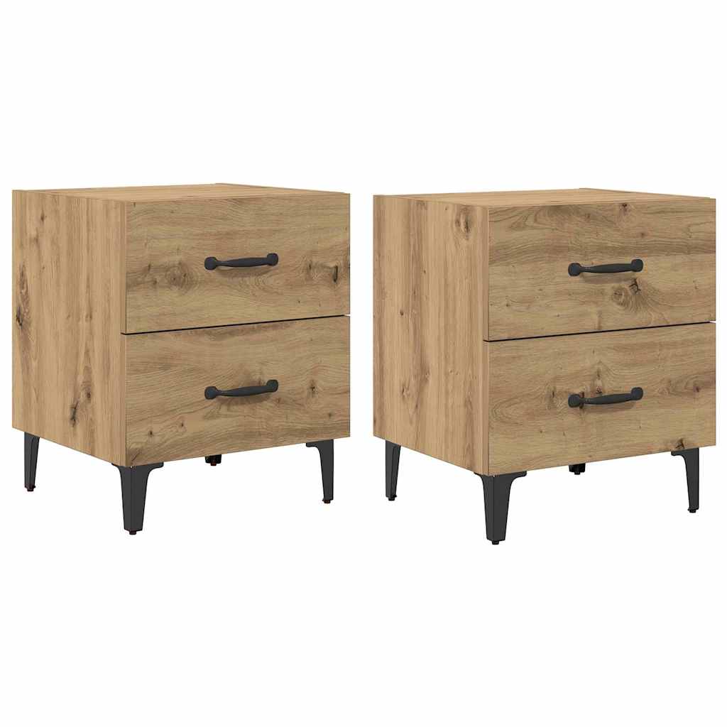 Bed Cabinet 2 pcs Artisan Oak 40 x 35 x 47.5 cm Engineered Wood