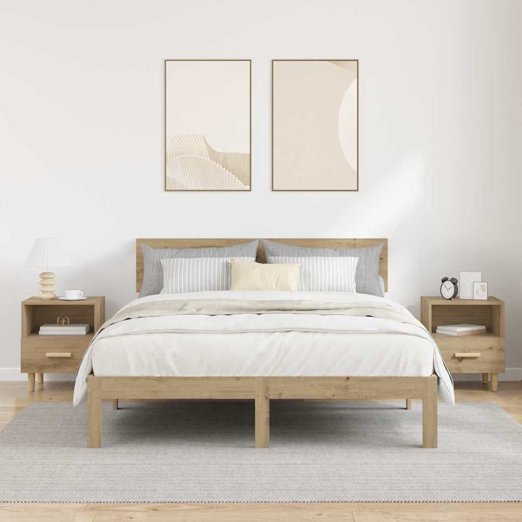 Bedside Cabinet with Drawer 2 pcs Artisan Oak 40 x 35 x 47 cm