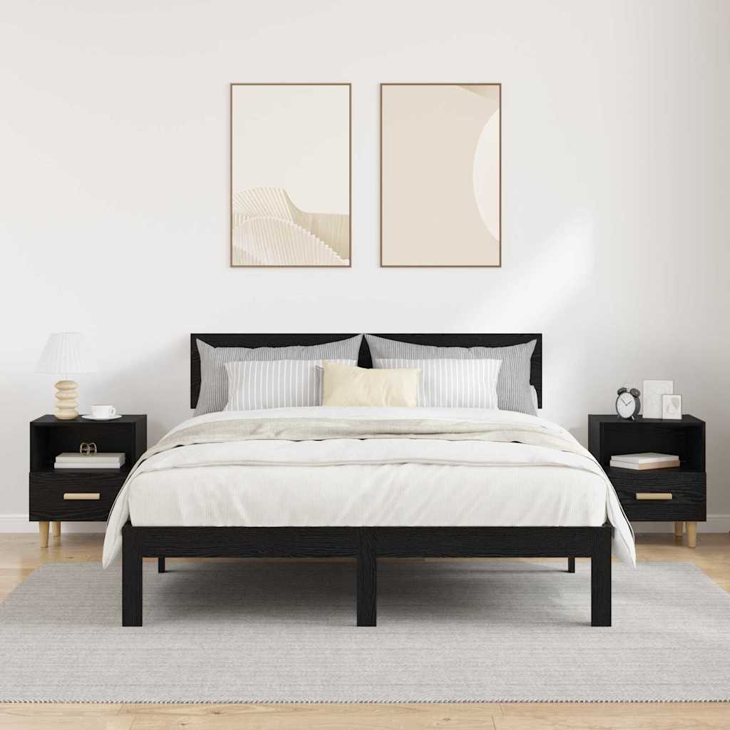 Bedside Cabinet 2 pcs Black Oak 40 x 35 x 47 cm Engineered Wood