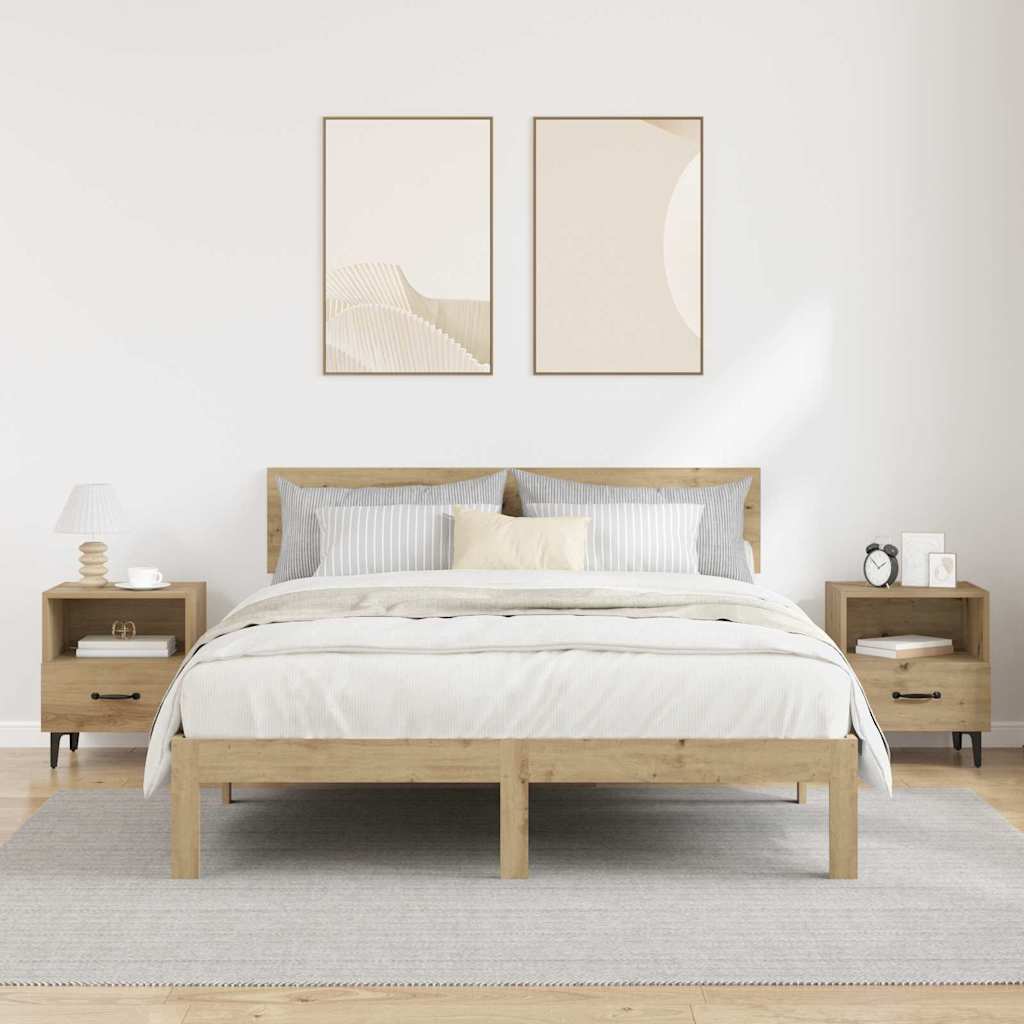 Bedside Cabinet with Drawer 2 pcs Artisan Oak 40 x 35 x 47.5 cm