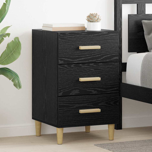 Bedside Cabinet Black oak 40 x 40 x 66 cm Engineered wood