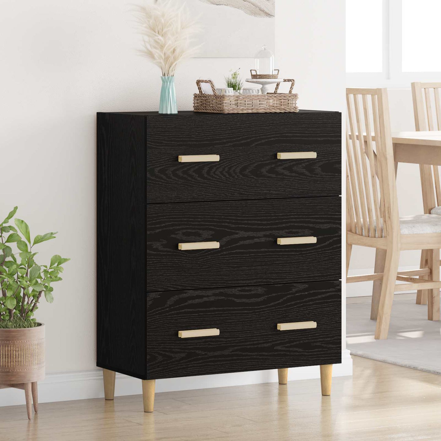 Sideboard Black Oak 69.5 x 34 x 90 cm Engineered Wood
