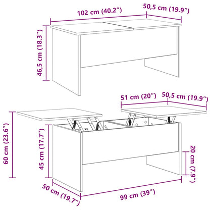 Coffee Table Artisan Oak 102 x 50.5 x 46.5 cm Engineered Wood