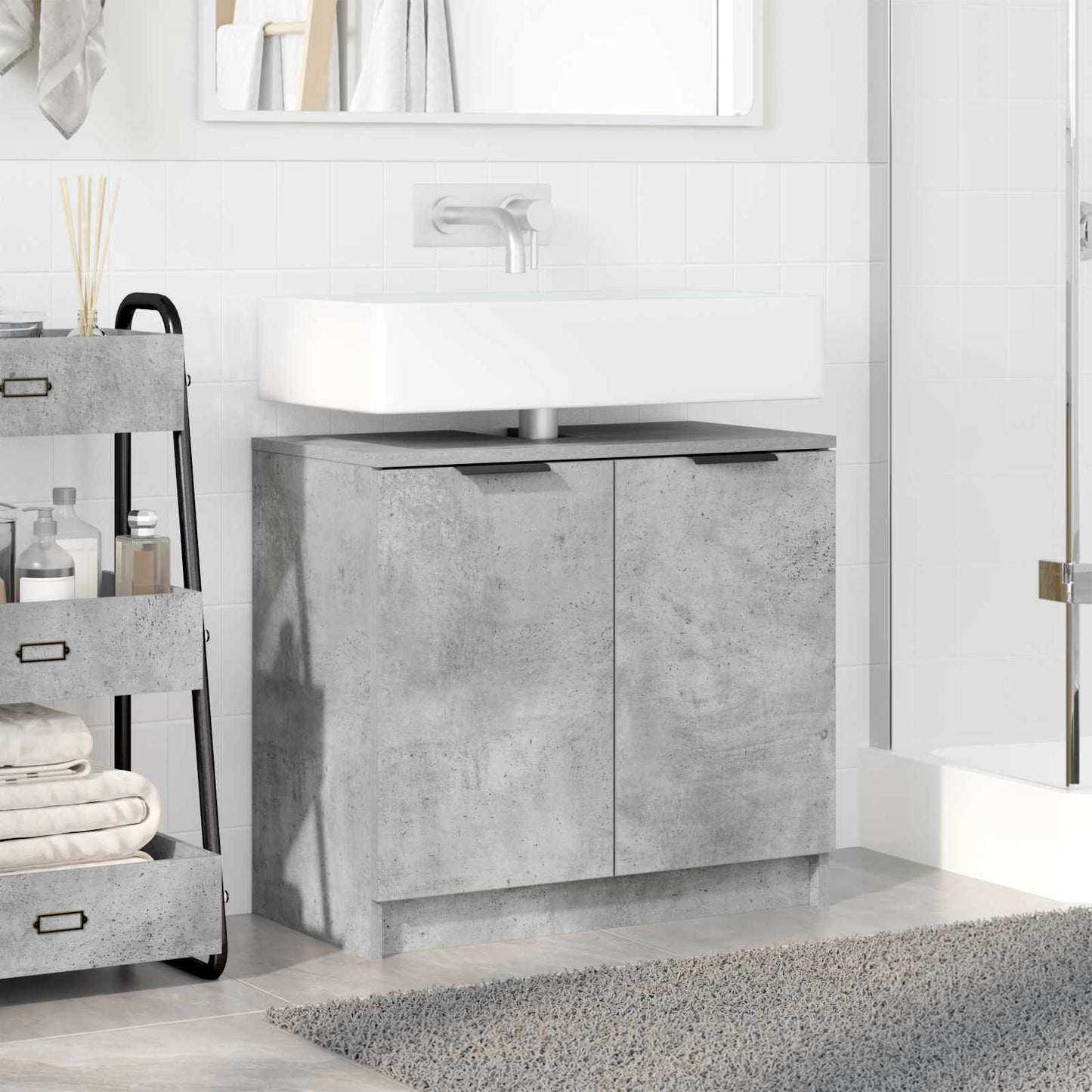 Bathroom Cabinet with Storage Concrete Grey 64.5 x 33.5 x 59 cm