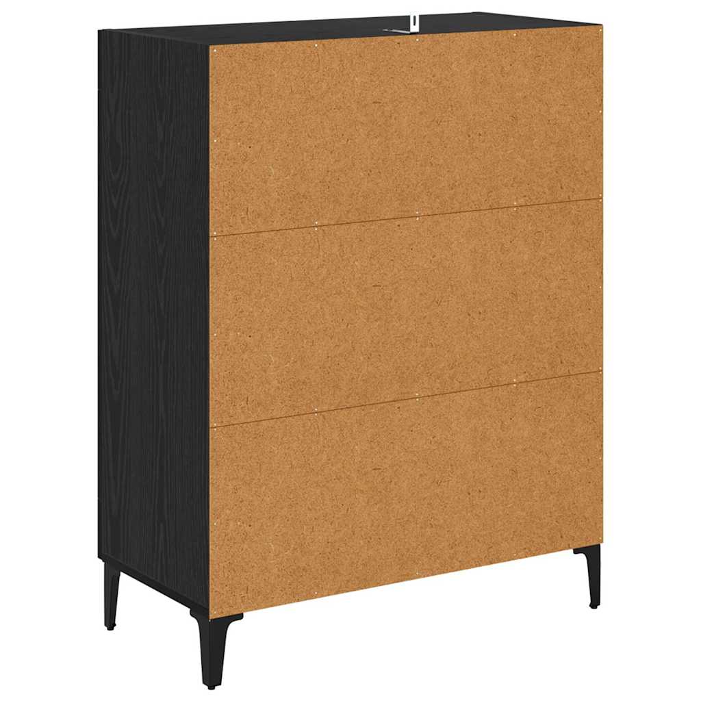 Sideboard Black Oak 69.5 x 34 x 90 cm Engineered Wood and Iron