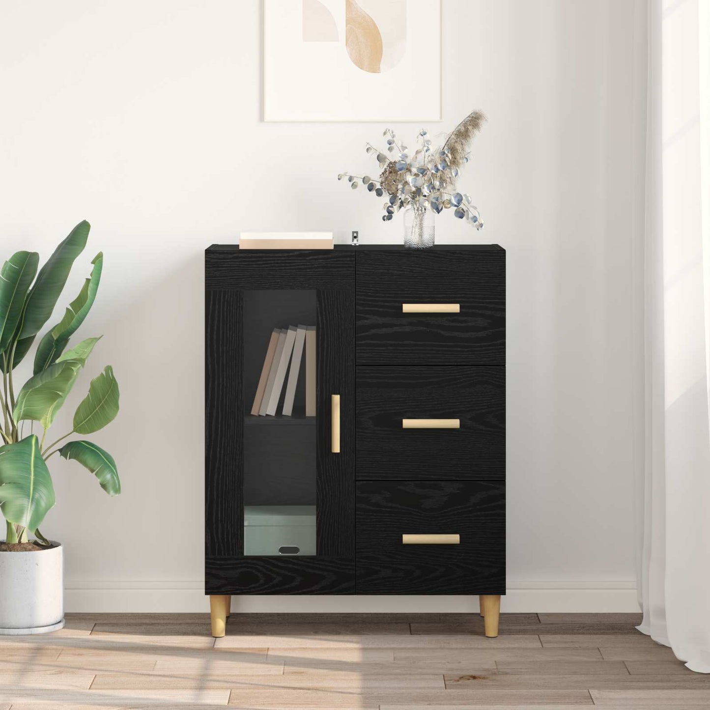 Sideboard Black Oak 69.5 x 34 x 90 cm Engineered Wood