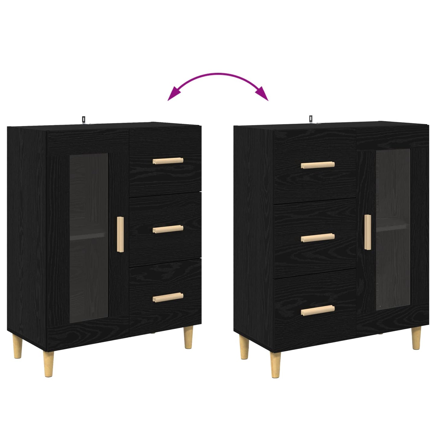 Sideboard Black Oak 69.5 x 34 x 90 cm Engineered Wood