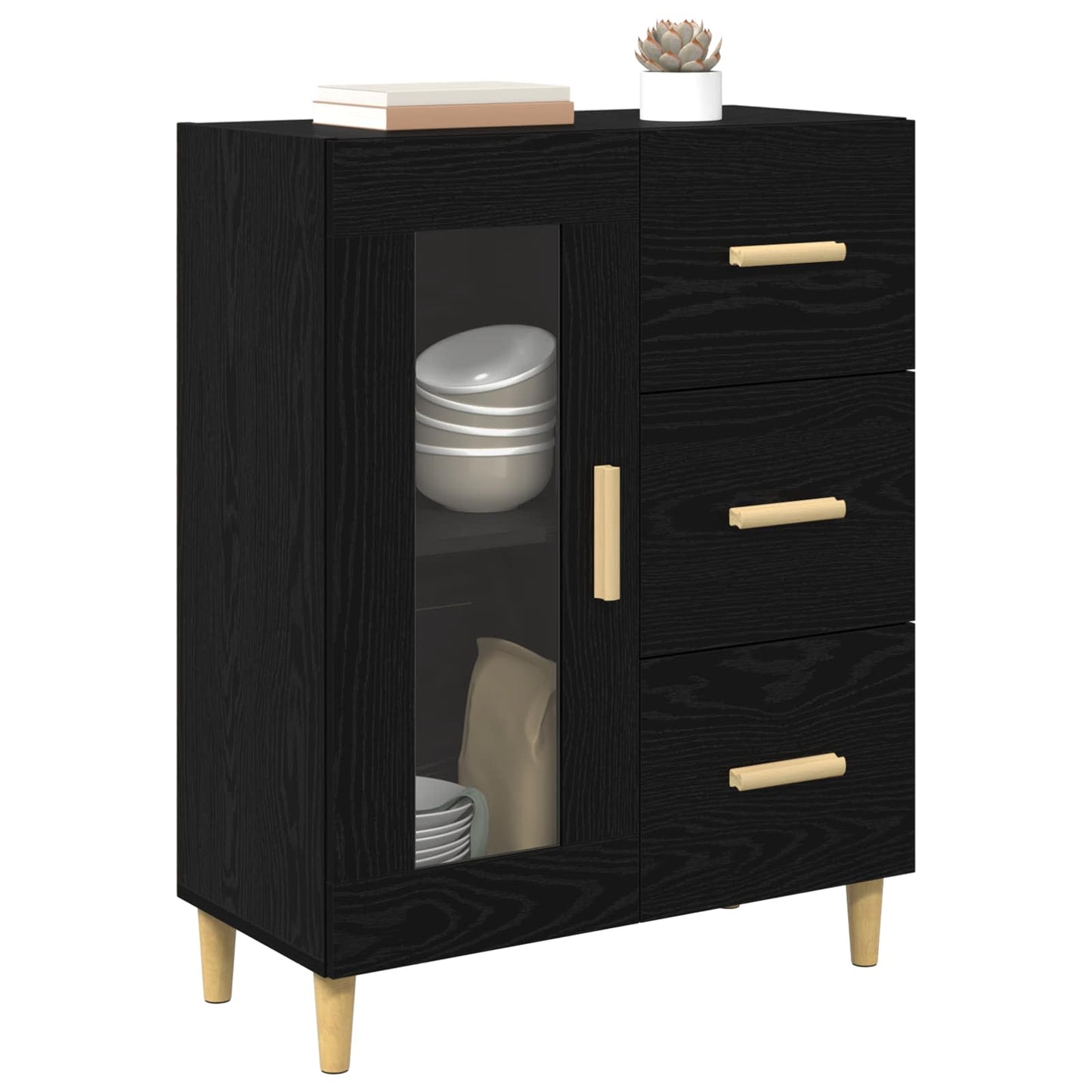 Sideboard Black Oak 69.5 x 34 x 90 cm Engineered Wood
